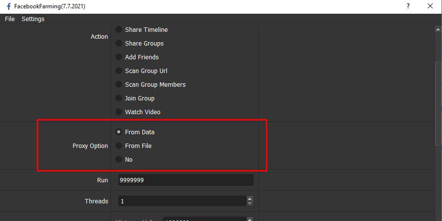 Proxy Option - Farm Facebook Accounts