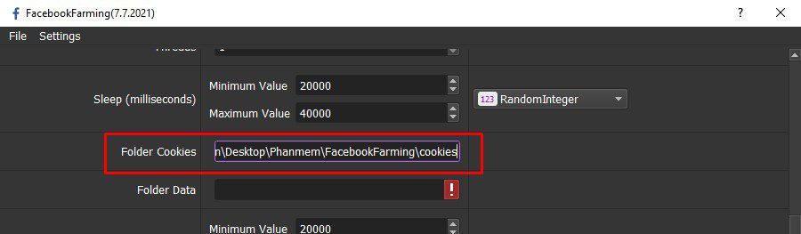 Folder cookies - Farming facebook accounts