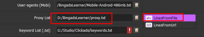 Proxy file - BingAdsLearner tool