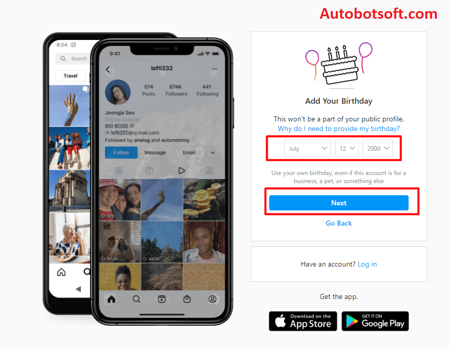 InstagramCreator Tool - Date of birth