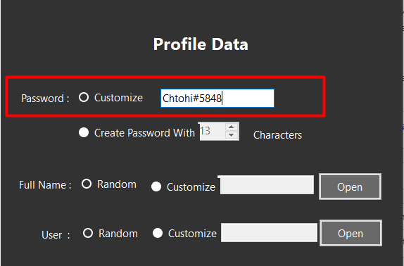 TikTok account creator - Customize password